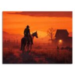 تابلو عکس اتاق گیمینگ با تم رد دد (افقی) Red Dead-010