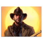 تابلو عکس اتاق گیمینگ با تم رد دد (افقی) Red Dead-063