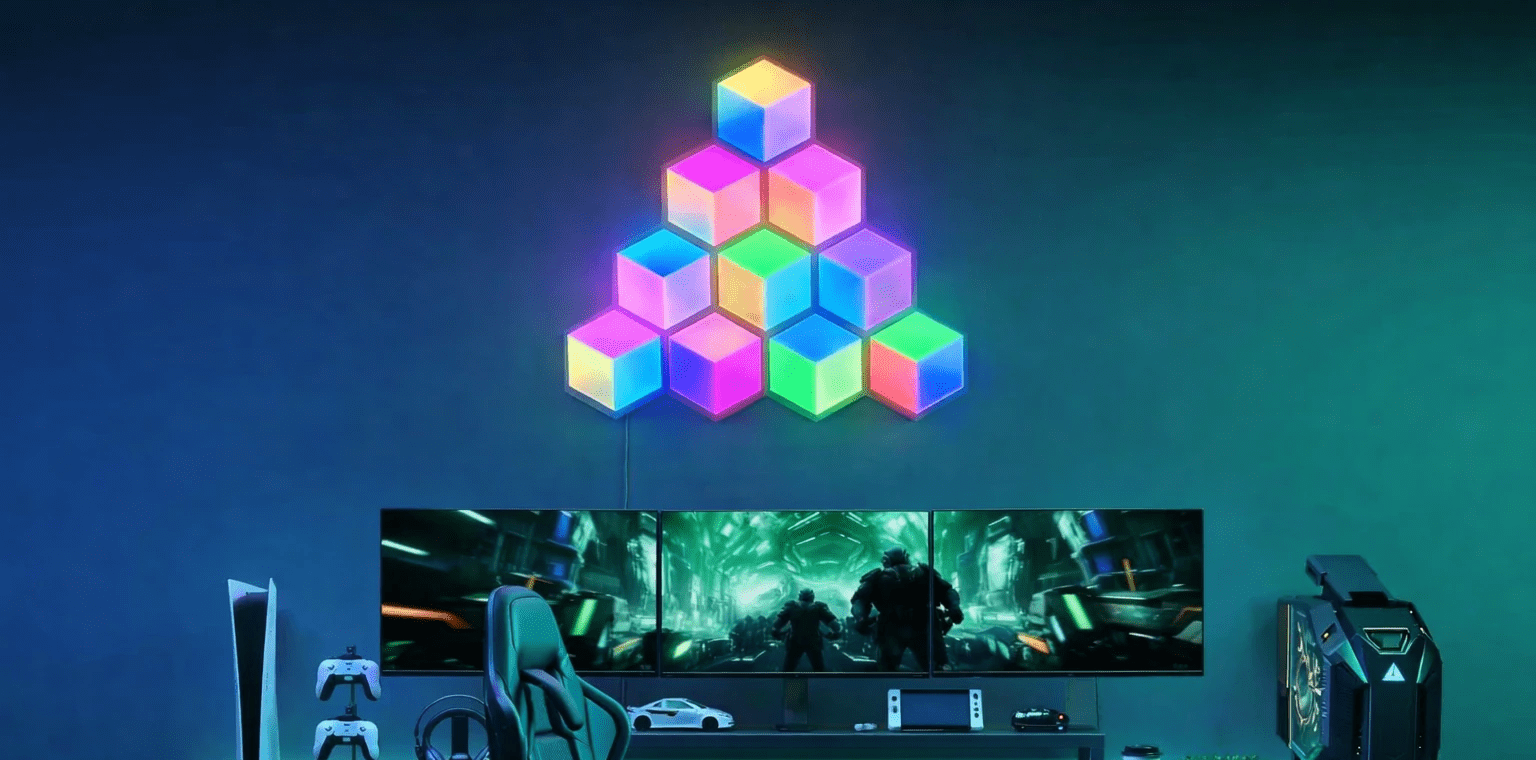 پنل دیواری 6 تکه هوشمند شش ضلعی RGB فوتونیکس مدل PX-HXA-04 با اپلیکیشن موبایل و ریموت کنترل و اتصال وای فای