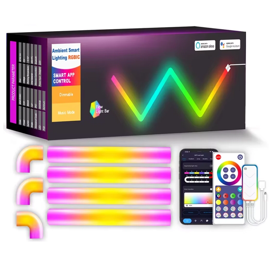 image02tv-beamlight-ambientlight-music-sync-wall-light-games بیم لایت هوشمند 7 تکه (4+3) RGB فوتونیکس مدل PX-SLX-01 با تکنولوژی Tuya و ریموت کنترل - Image 1