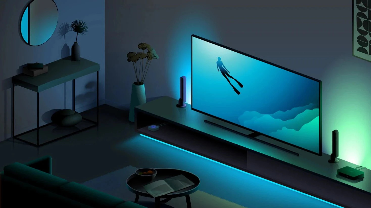 کیت نورپردازی تلویزیون – سینک باکس به همراه لایت بار Photonix مدل PX-Hsync-02 برای سایز 55 تا 85 اینچ با قابلیت اتصال HDMI و سینک با تصویر تلویزیون