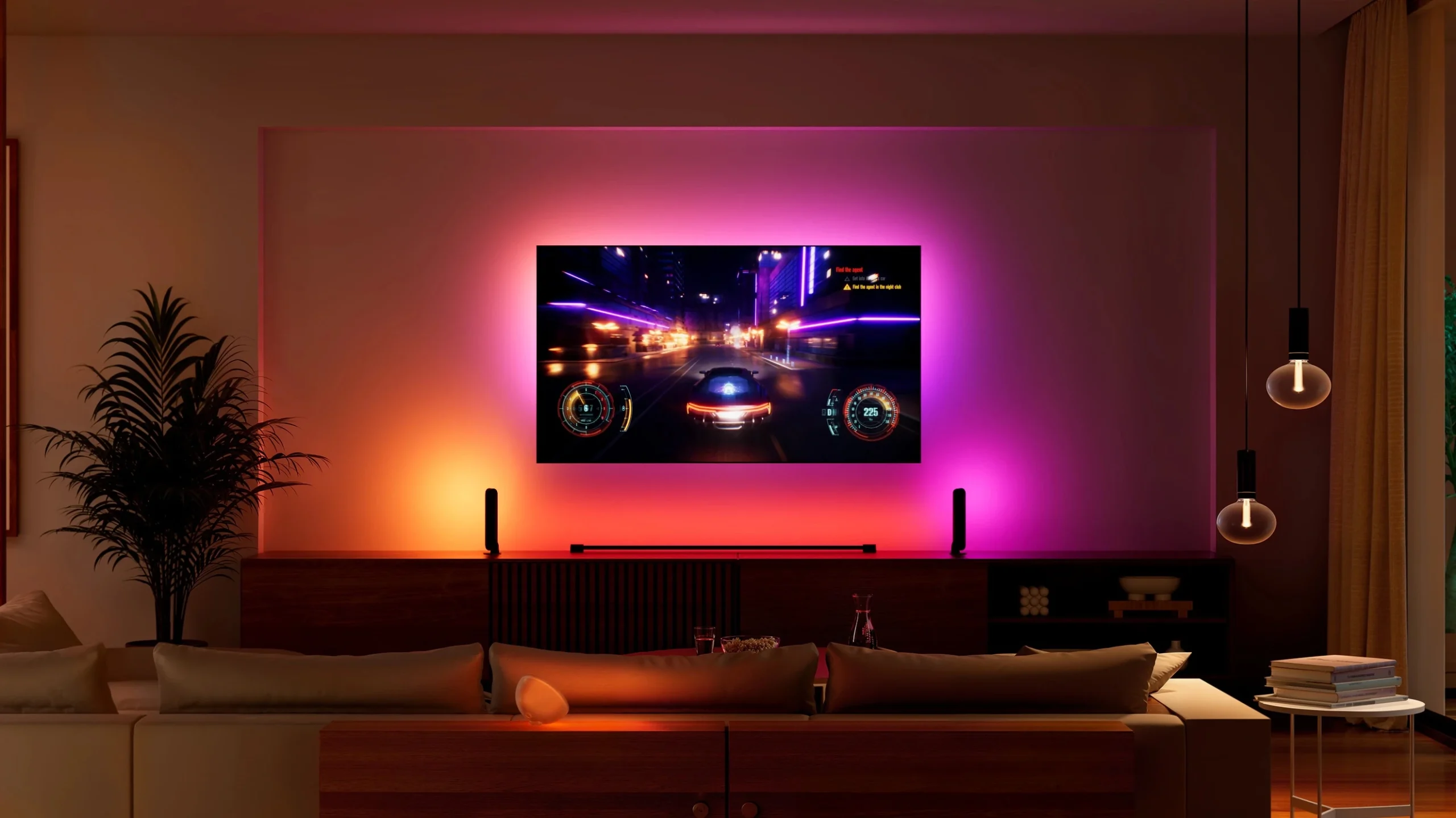 کیت نورپردازی تلویزیون – سینک باکس به همراه لایت بار Photonix مدل PX-Hsync-02 برای سایز 55 تا 85 اینچ با قابلیت اتصال HDMI و سینک با تصویر تلویزیون