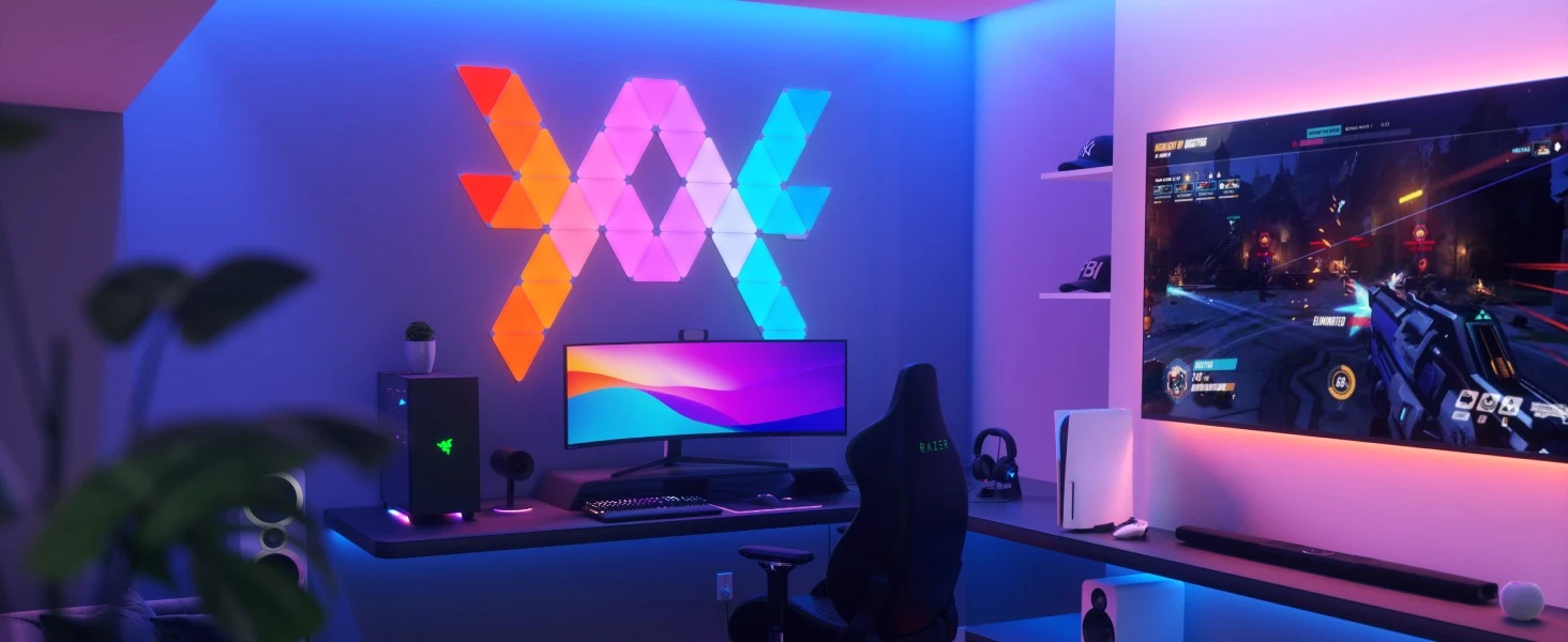 پنل دیواری 6 تکه هوشمند مثلثی RGB فوتونیکس – سوپر اسلیم – مدل PX-TRI-04 با اپلیکیشن موبایل و ریموت کنترل و اتصال وای فای (سایز بزرگ)