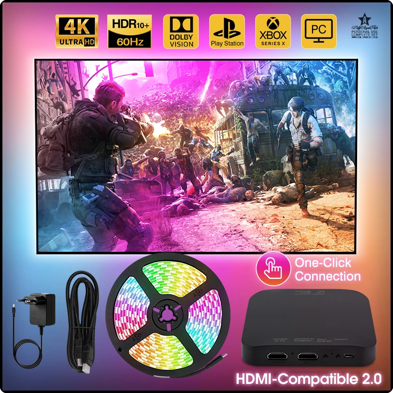 tv-syncbox-ambientlight-hdmi_3 کیت نورپردازی تلویزیون - سینک باکس فوتونیکس مدل PX-Hsync-01 برای سایز 40 تا 85 اینچ با قابلیت اتصال HDMI و سینک با تصویر تلویزیون - Image 1