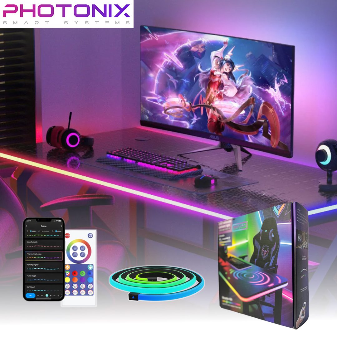 PX-DKX-01 کیت نورپردازی میز گیمینگ-نئون فلکسی RGB مخصوص دور میز فوتونیکس مدل PX-DKX-01 با اپلیکیشن موبایل و ریموت کنترل - Image 1