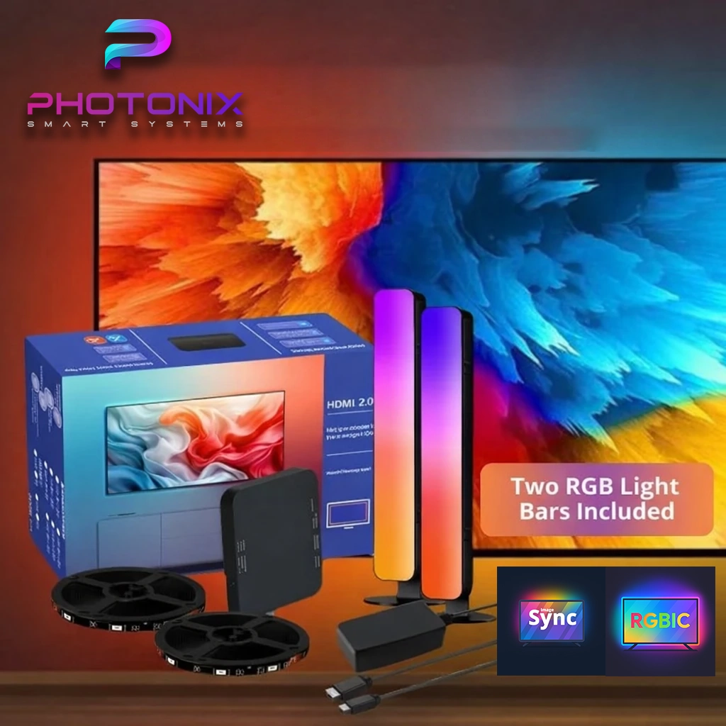 PX-Hsync کیت نورپردازی تلویزیون - سینک باکس به همراه لایت بار Photonix مدل PX-Hsync-02 برای سایز 55 تا 85 اینچ با قابلیت اتصال HDMI و سینک با تصویر تلویزیون - Image 1