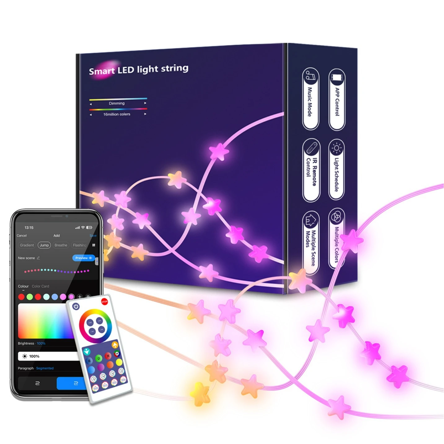 image02--ambientlight-2-decor-star-lamp-rgbic-geeroom ریسه هوشمند 15 متری فوتونیکس مدل PX-LPX-11 همراه اپلیکیشن موبایل و ریموت کنترل و حساس به صدا با طرح ستاره ای - Image 1