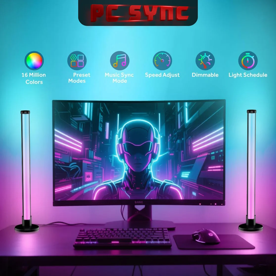 monitor-sync-strip-bar__4 پیکچ ریسه و لایت بار سینک با تصویر مانیتور فوتونیکس مدل PX-SME-01 مناسب مانیتور های 18 تا 30 اینچ - Image 1