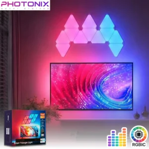 پنل دیواری 6 تکه هوشمند مثلثی RGB فوتونیکس – سوپر اسلیم – مدل PX-TSTL-55 با قابلیت سینک با تصویر تلویزیون