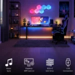 پنل دیواری 6 تکه هوشمند شش ضلعی RGB فوتونیکس مدل PX-PSHL-01 با قابلیت سینک با تصویر مانیتور - Image 2