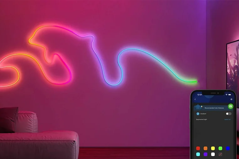 پک کامل ریسه نئون فلکسی 10 متری فول کار RGBIC (آی سی دار) فوتونیکس  مدل PX-NEON-24 با تکنولوژی Tuya – همراه ریموت کنترل و اپلیکیشن موبایل