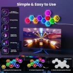 پنل دیواری 12 تکه هوشمند شش ضلعی RGB فوتونیکس مدل PX-TUN-01 با اپلیکیشن موبایل و ریموت کنترل - Image 3