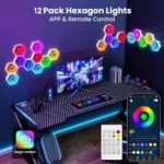 پنل دیواری 12 تکه هوشمند شش ضلعی RGB فوتونیکس مدل PX-TUN-01 با اپلیکیشن موبایل و ریموت کنترل - Image 11